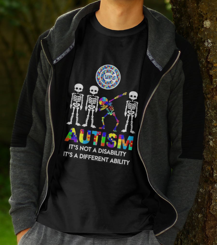 Chicago Cubs Autism It's Not A Disability It's A Different Ability Skeleton Puzzle T-Shirt
