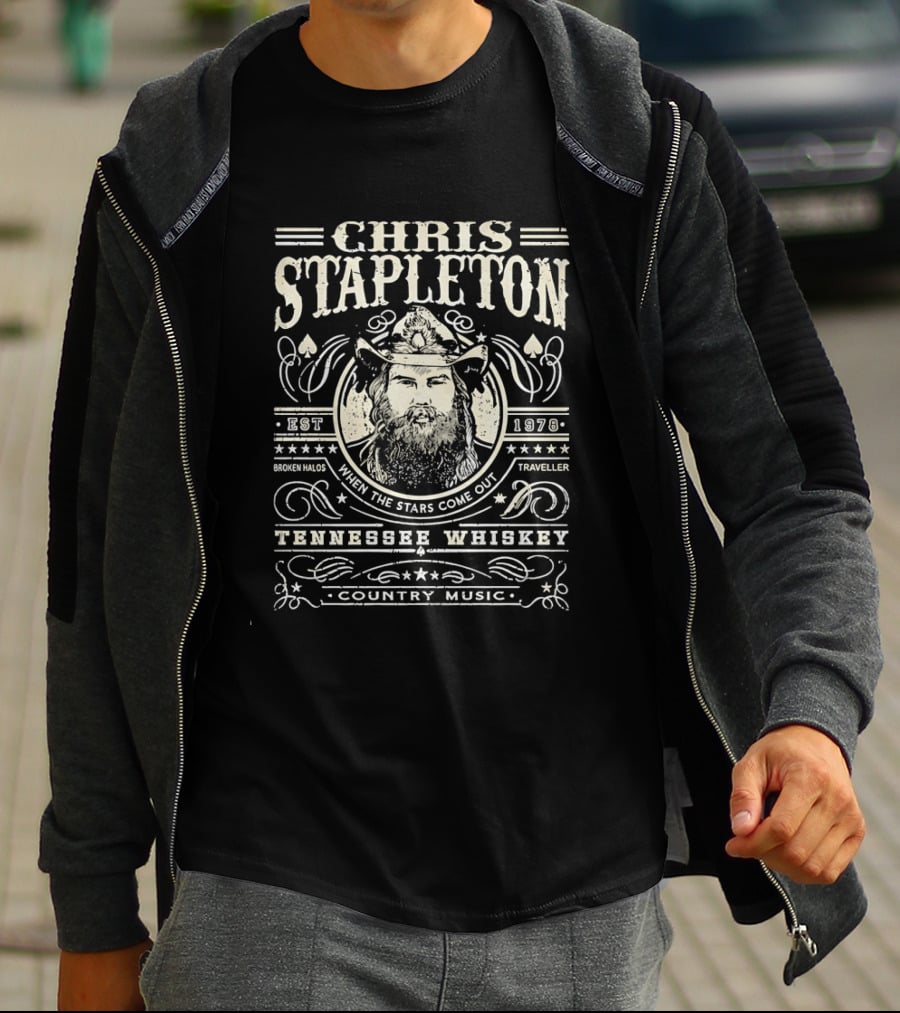 Chris Stapleton Tennessee Whiskey When The Stars Come Out Broken Halos Traveller Country Music T-Shirt