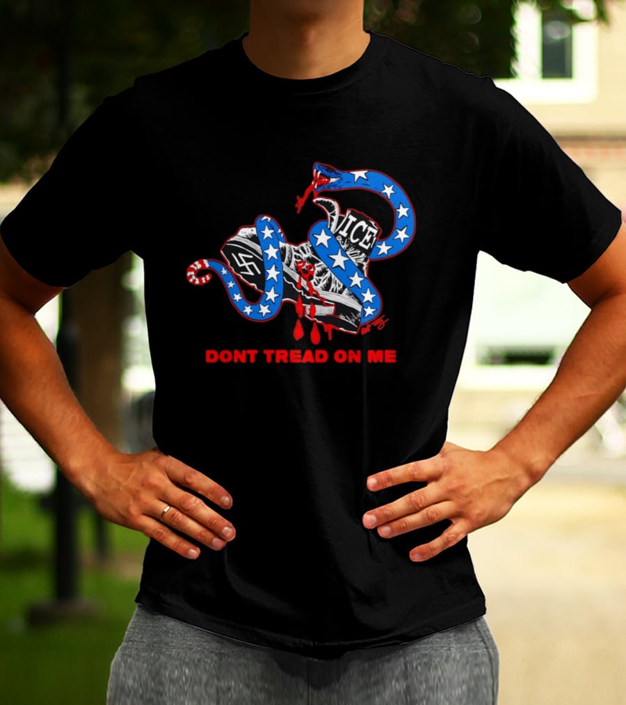 Don't Tread On Me Ice Snake Swastika Shoe T-Shirt