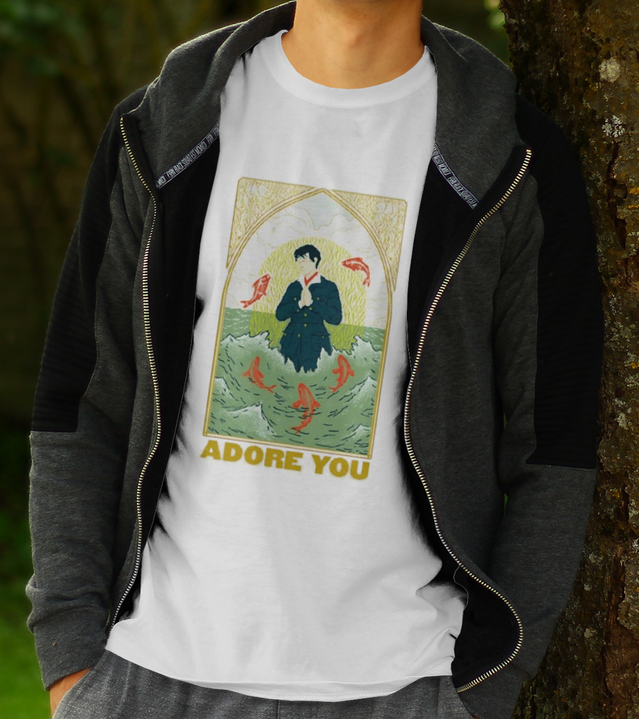 Adore You Iconic Pose Surrounded By Fish And Waves T-Shirt