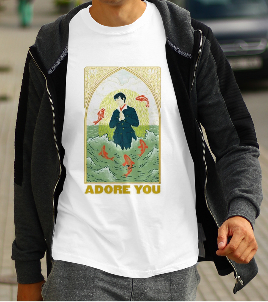 Adore You Iconic Pose Surrounded By Fish And Waves T-Shirt