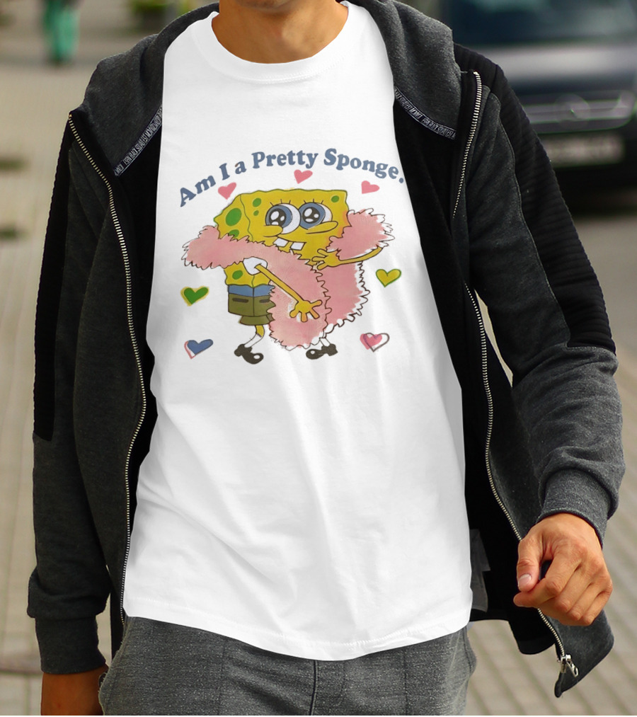 Am I A Pretty Sponge Cute Heart And Fun SpongeBob T-Shirt