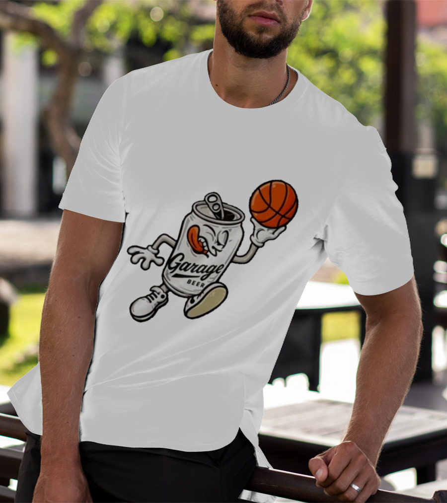 Garage Beer Can Basketball Cartoon T-Shirt
