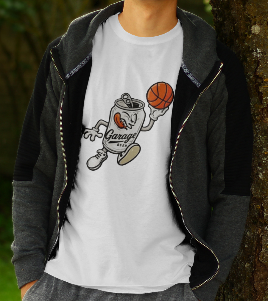 Garage Beer Can Basketball Cartoon T-Shirt