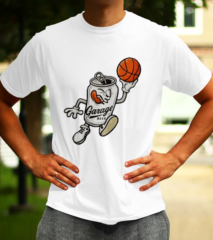 Garage Beer Can Basketball Cartoon T-Shirt