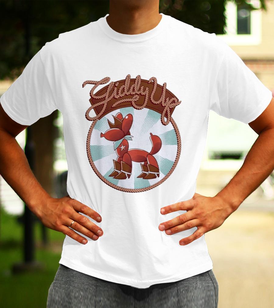 Giddy Up Balloon Horse Rope Circle Star Bandana Spurs T-Shirt