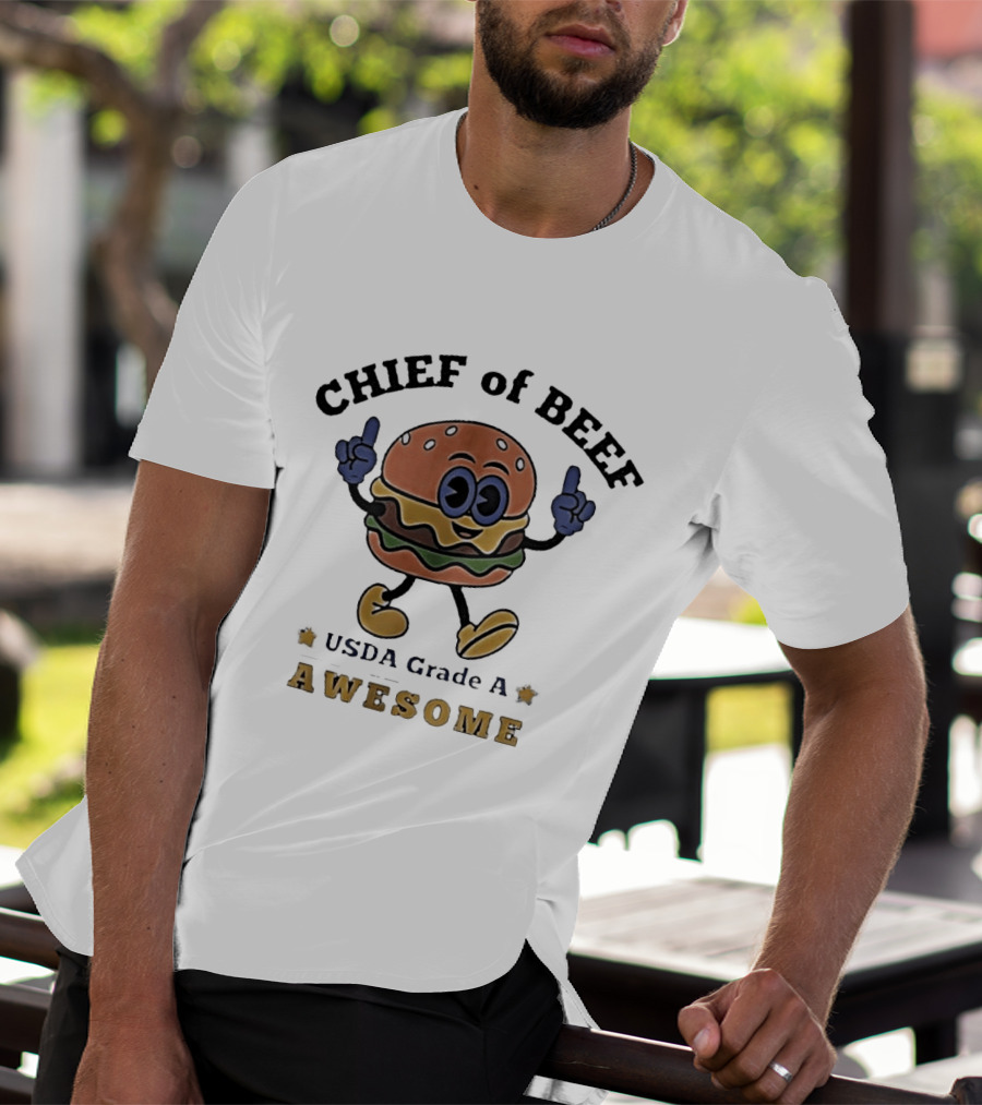 Chief Of Beef USDA Grade A Awesome Burger Cartoon T-Shirt