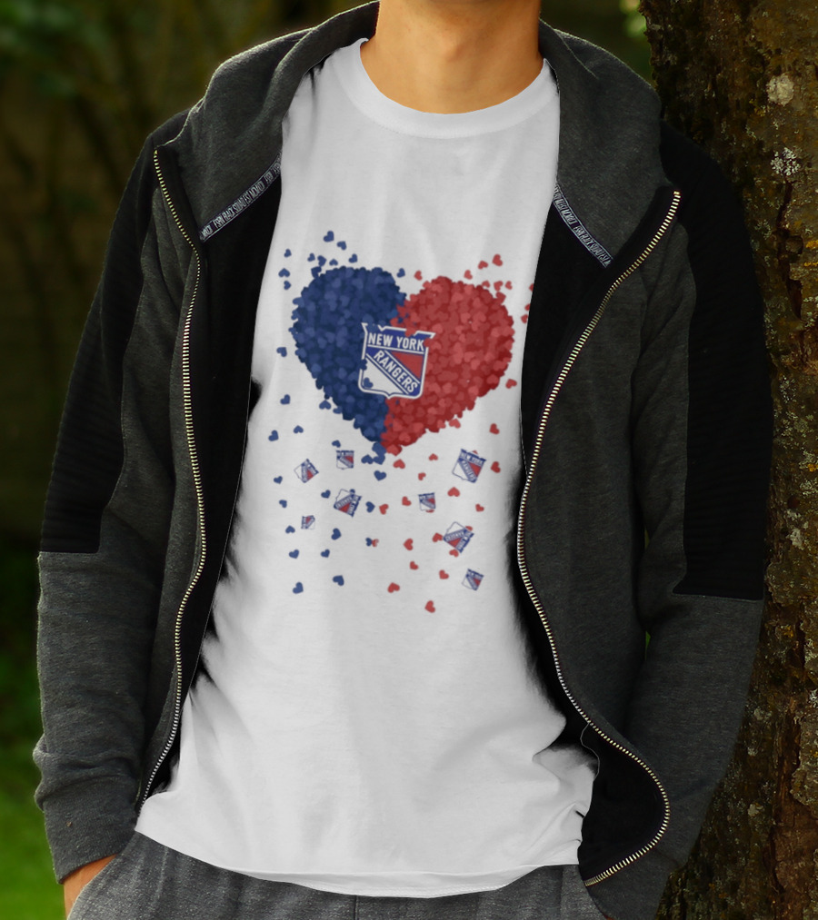 New York Rangers Heart Shaped Emblem With Blue And Red T-Shirt