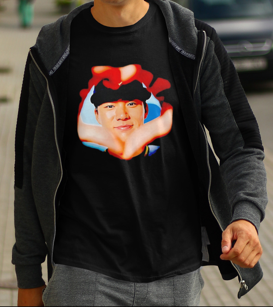 Yoshinobu Yamamoto Los Angeles Dodgers Heart Hand Photo T-Shirt