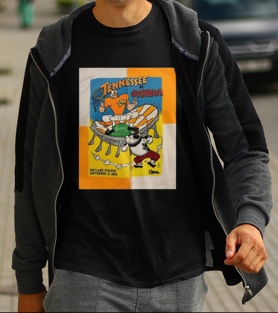 Tennessee Vs Georgia Neyland Stadium September 13 2025 Cartoon Bulldogs Volunteers T-Shirt