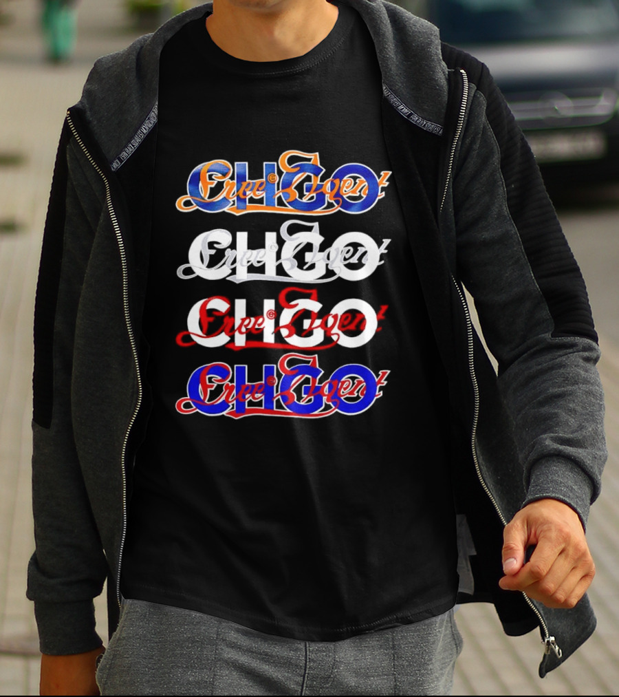 Free Agent X CHGO City Of Sports Teams Multicolor Text Art Collaboration T-Shirt