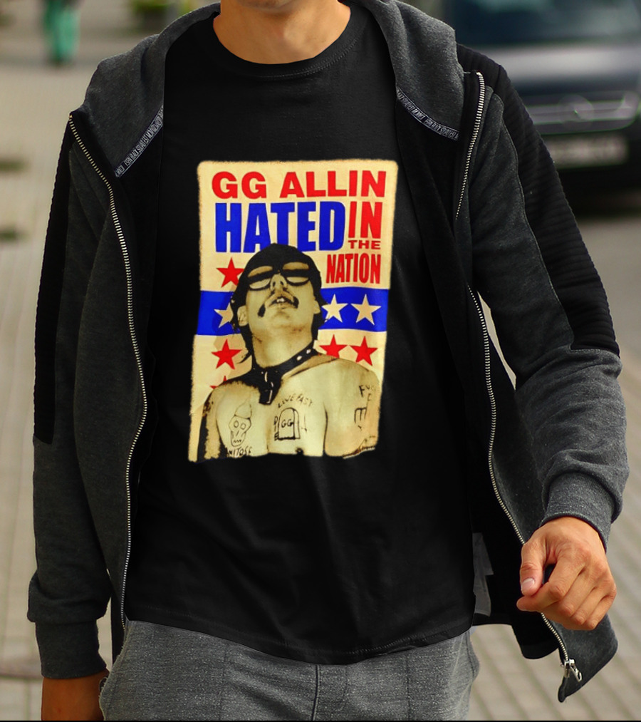 GG Allin Hated In The Nation Live Fast Tattoo Stars T-Shirt