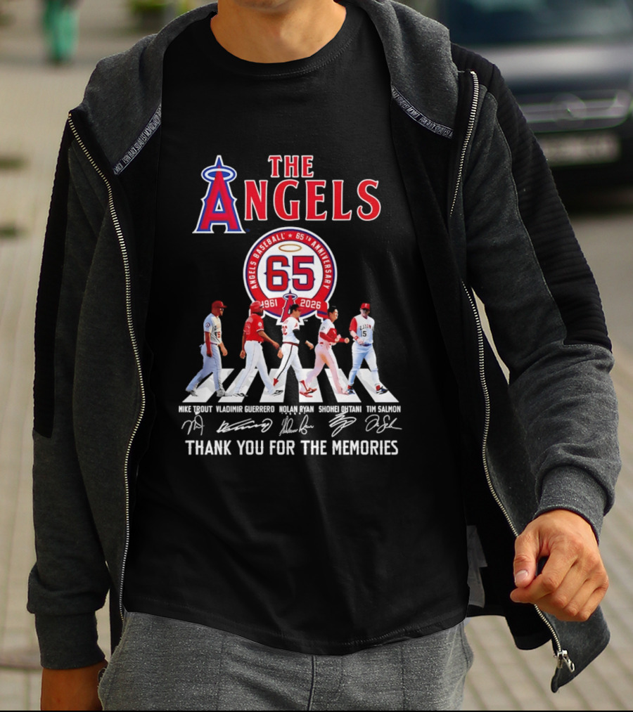 The Angels Baseball 65th Anniversary 1961 2026 Thank You For The Memories Mike Trout Vladimir Guerrero Nolan Ryan Shohei Ohtani Tim Salmon T-Shirt