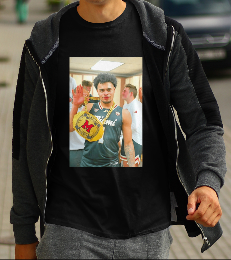 Miami RedHawks Trey Perry Almost Friday Celebration Chain Basketball Locker Room T-Shirt