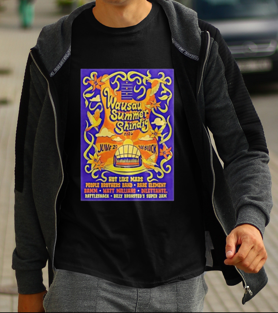 Wausau Summer Shindig 2026 June 20 400 Block Hot Like Mars People Brothers Band Rare Element T-Shirt