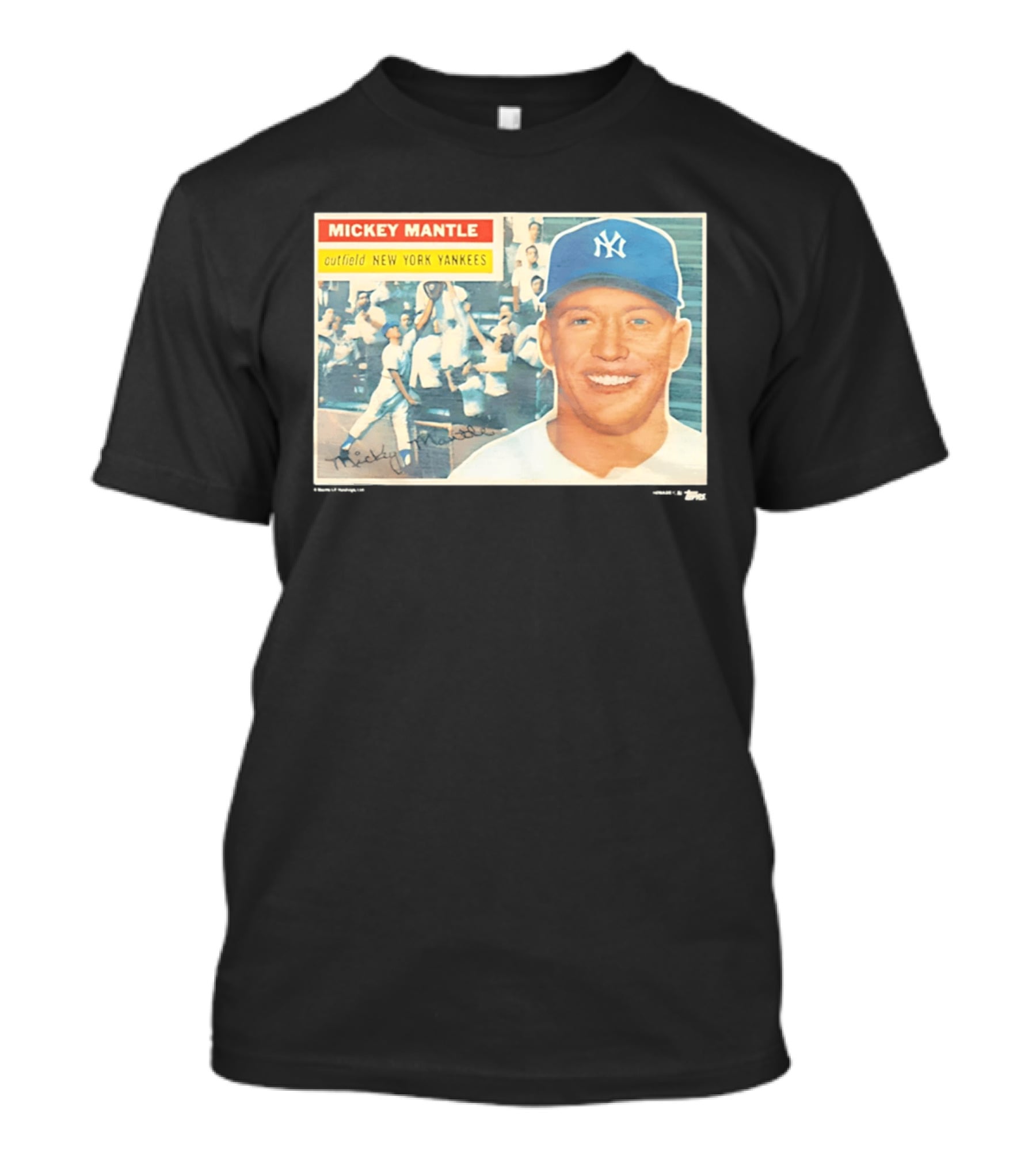 Mickey Mantle Outfield New York Yankees 1956 Topps Baseball Card T-Shirt