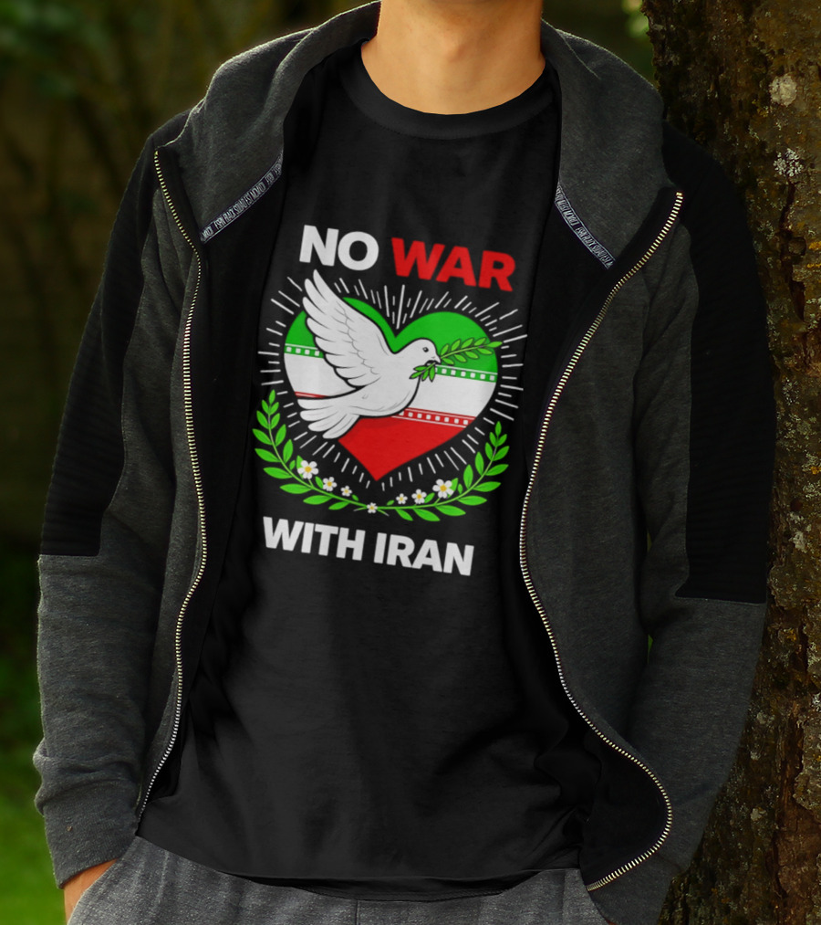 No War With Iran Dove Peace Heart Flag T-Shirt