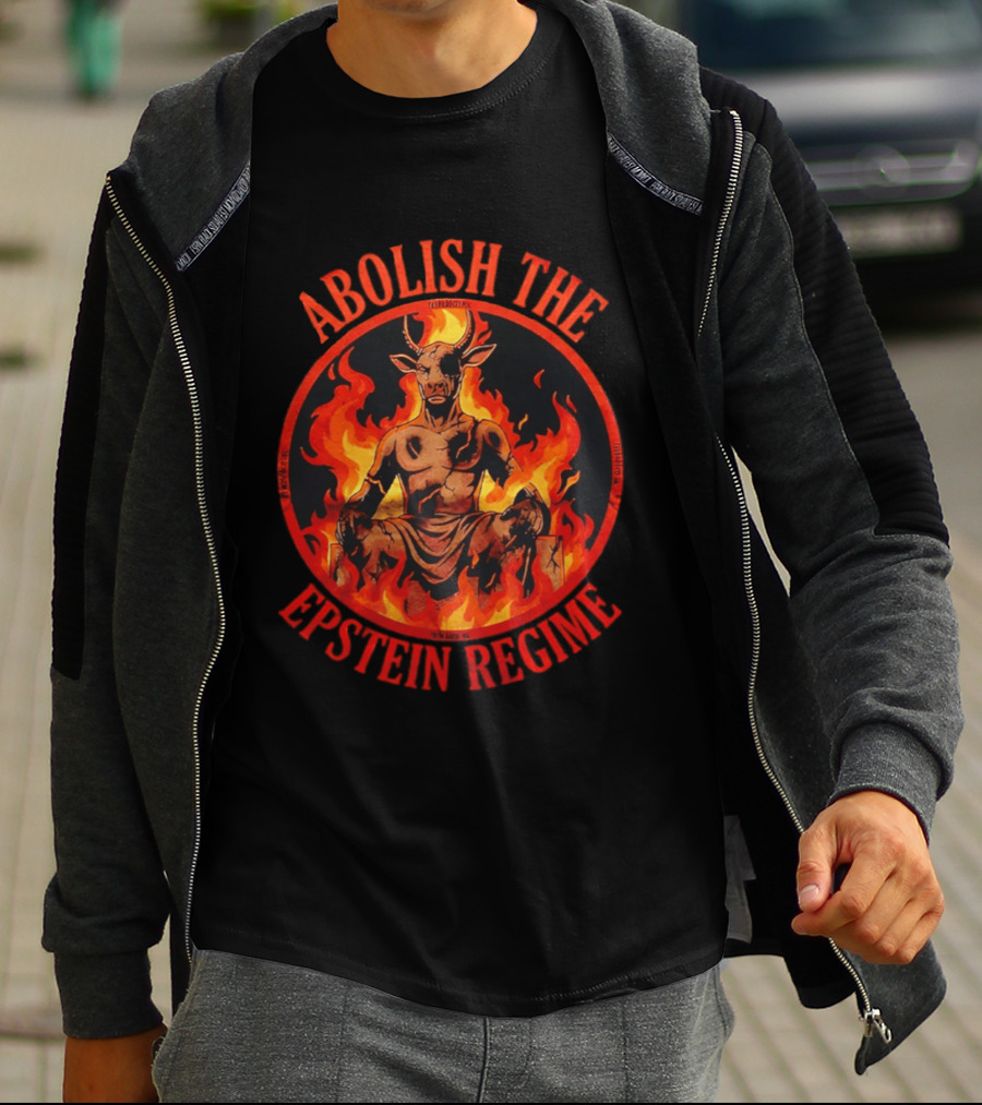 Abolish The Epstein Regime Goat Demon In Flames T-Shirt