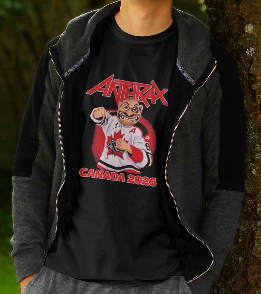 Anthrax Canada 2026 Tour No Man Hockey Player Elbows Up T-Shirt