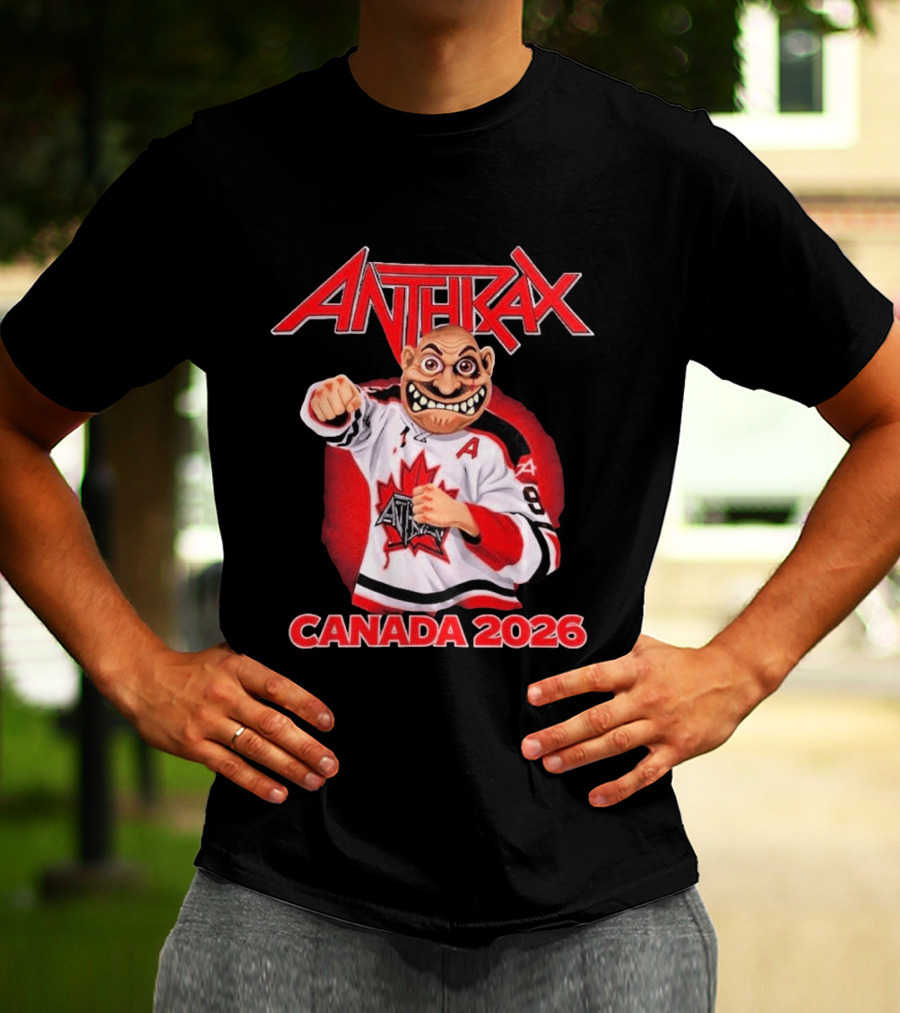 Anthrax Canada 2026 Tour No Man Hockey Player Elbows Up T-Shirt