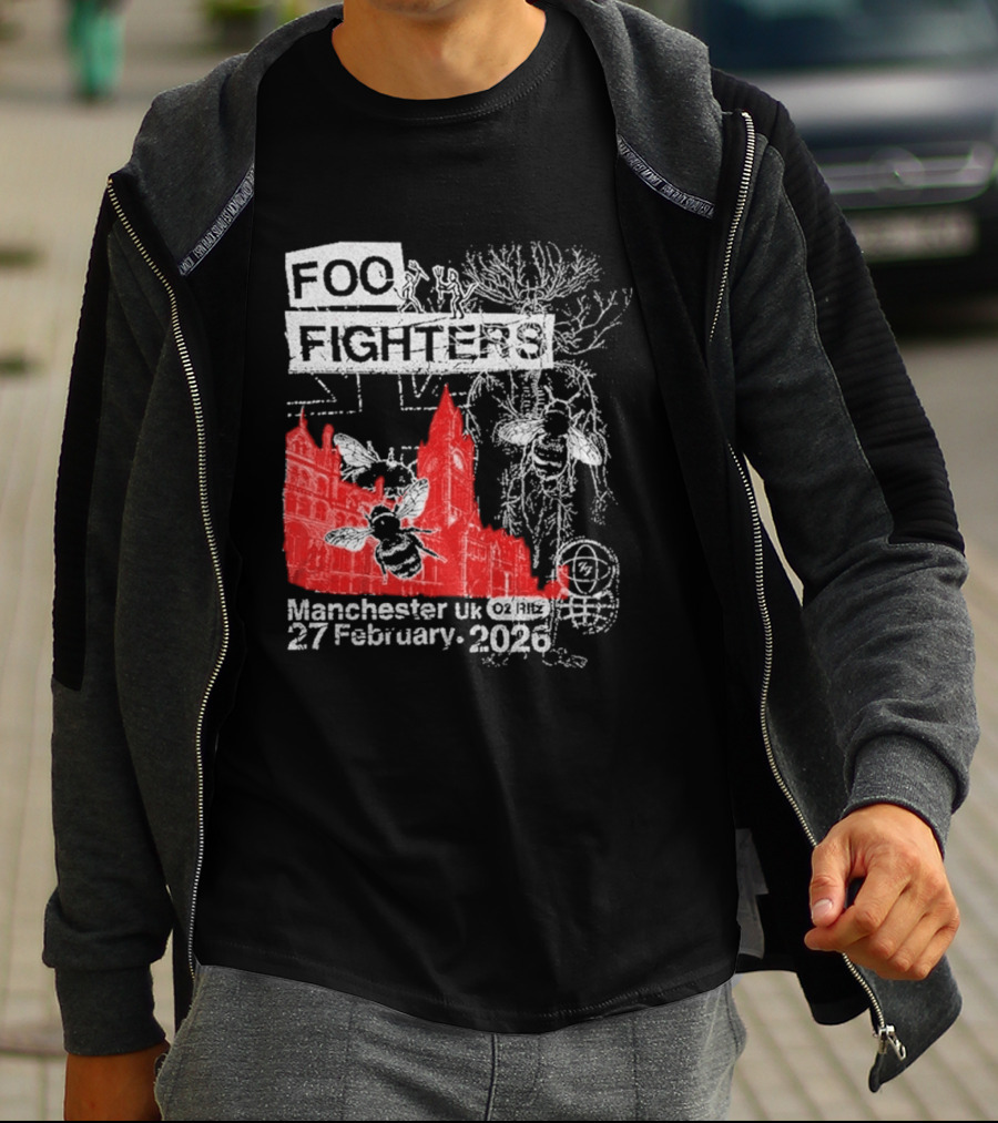 Foo Fighters Manchester UK 27 February 2026 Surprise Show O2 Ritz Bee T-Shirt