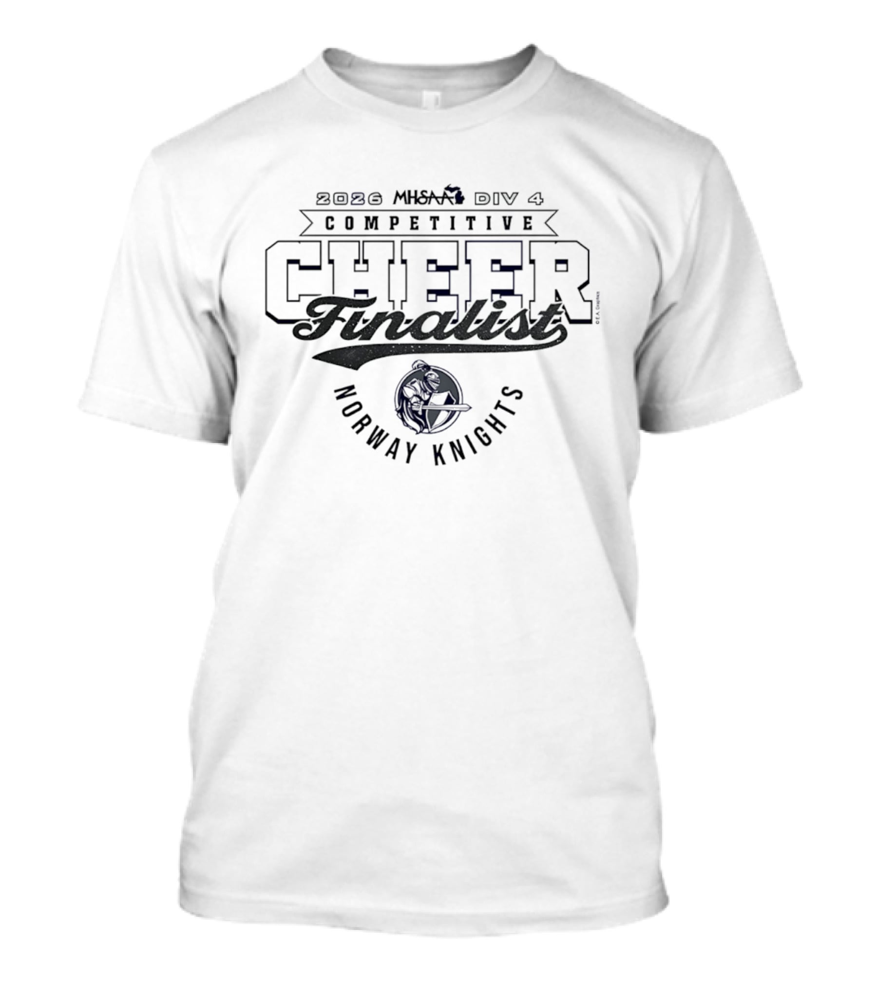2026 MHSAA Competitive Cheer D4 Finalist Norway Knights T-Shirt