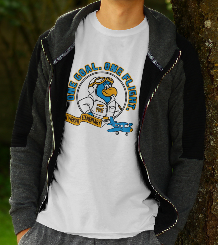 Ft Wright Elementary Falcons One Goal One Flight Pilot Bird With Plane T-Shirt