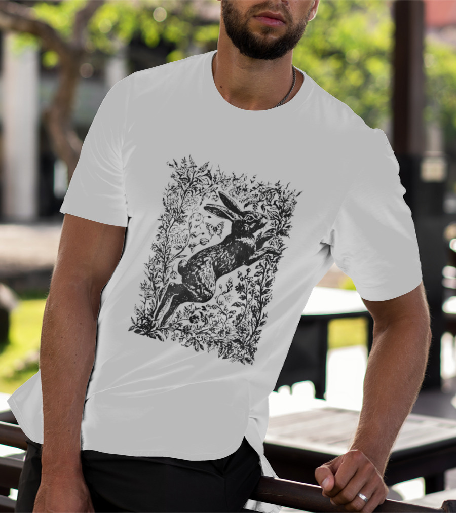 Rabbit Among Flowers Vintage Cottagecore T-Shirt