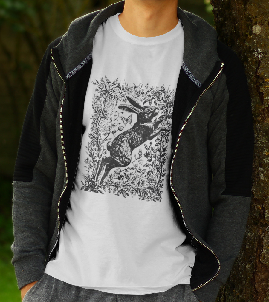 Rabbit Among Flowers Vintage Cottagecore T-Shirt