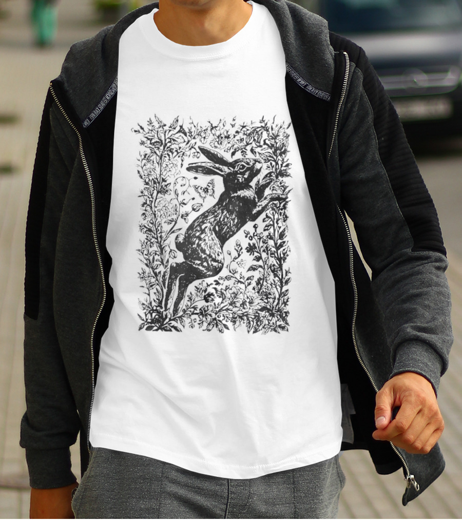 Rabbit Among Flowers Vintage Cottagecore T-Shirt
