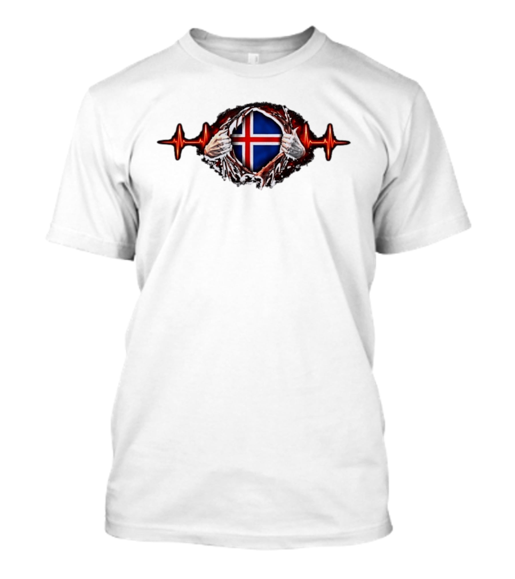 Iceland Heartbeat Flag Reality Glitch T-Shirt