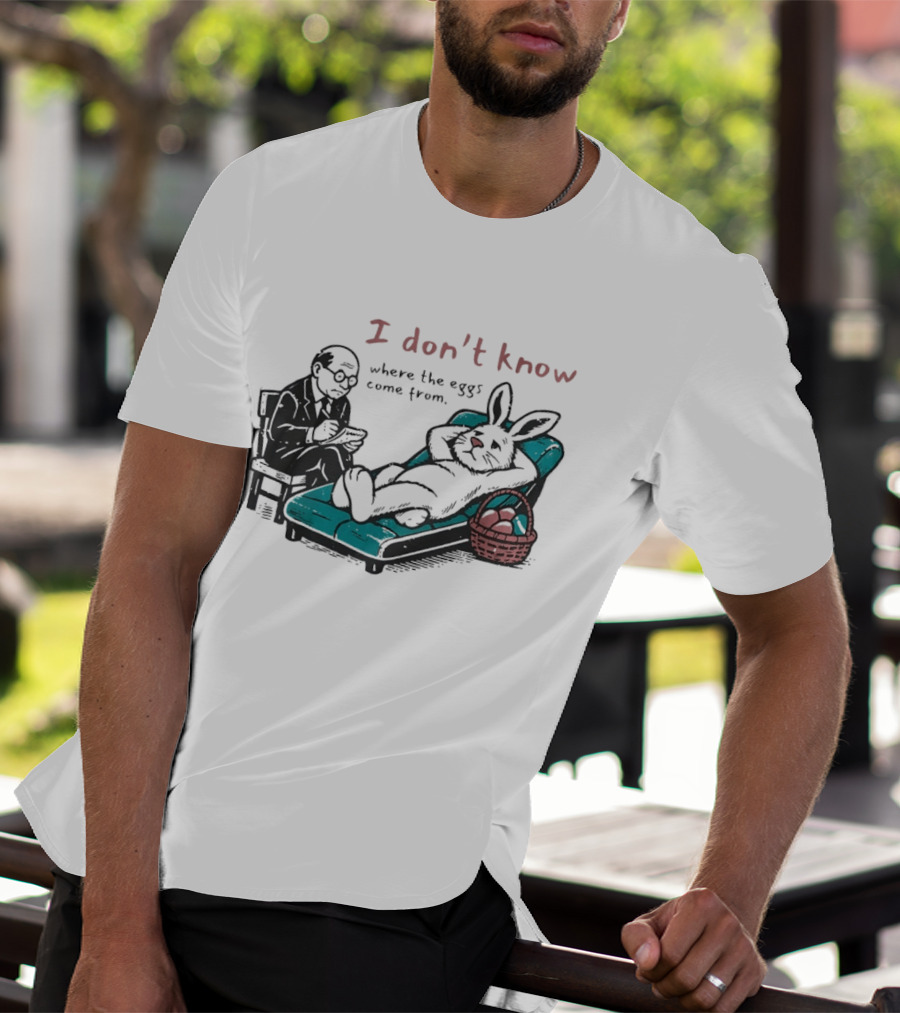 I Don't Know Where The Eggs Come From Old Man And Bunny T-Shirt