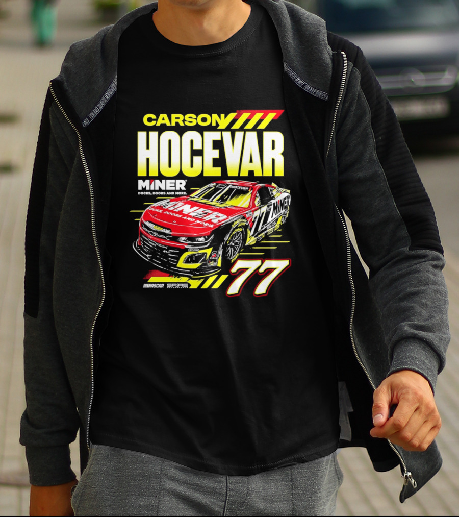 Carson Hocevar No 77 Miner Chevrolet Camaro ZL1 Spire Motorsports Racing T-Shirt
