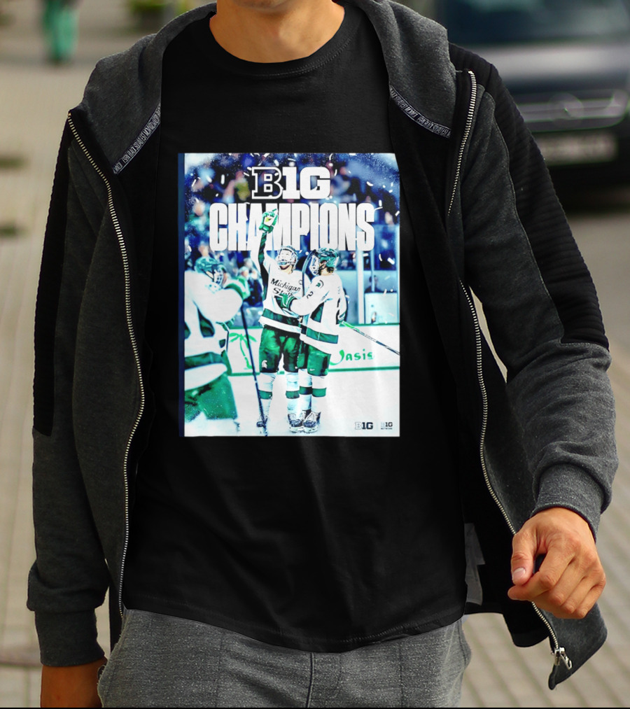 B1G Champions Michigan State Spartans Ice Hockey 2026 B1G Men's Hockey Regular Season Champs Back To Back T-Shirt