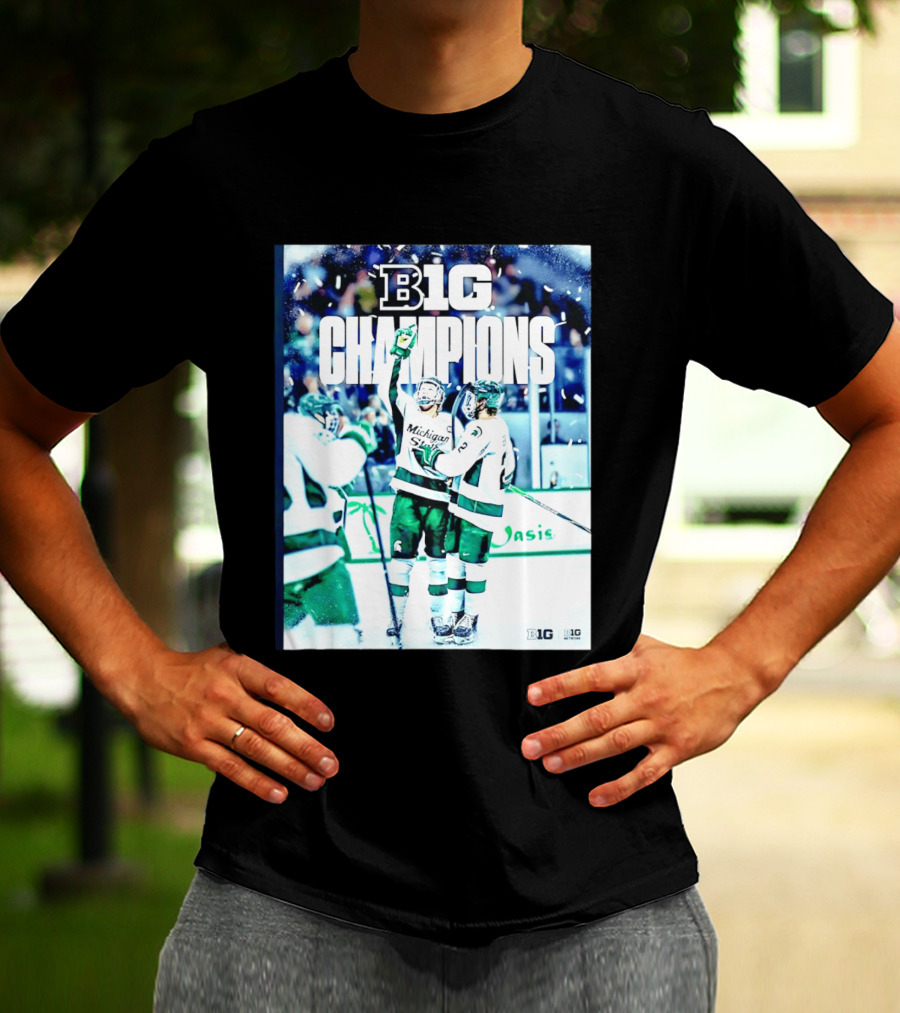 B1G Champions Michigan State Spartans Ice Hockey 2026 B1G Men's Hockey Regular Season Champs Back To Back T-Shirt