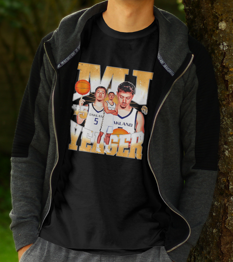MJ Yeager Oakland Basketball #5 NCAA Player Collage T-Shirt