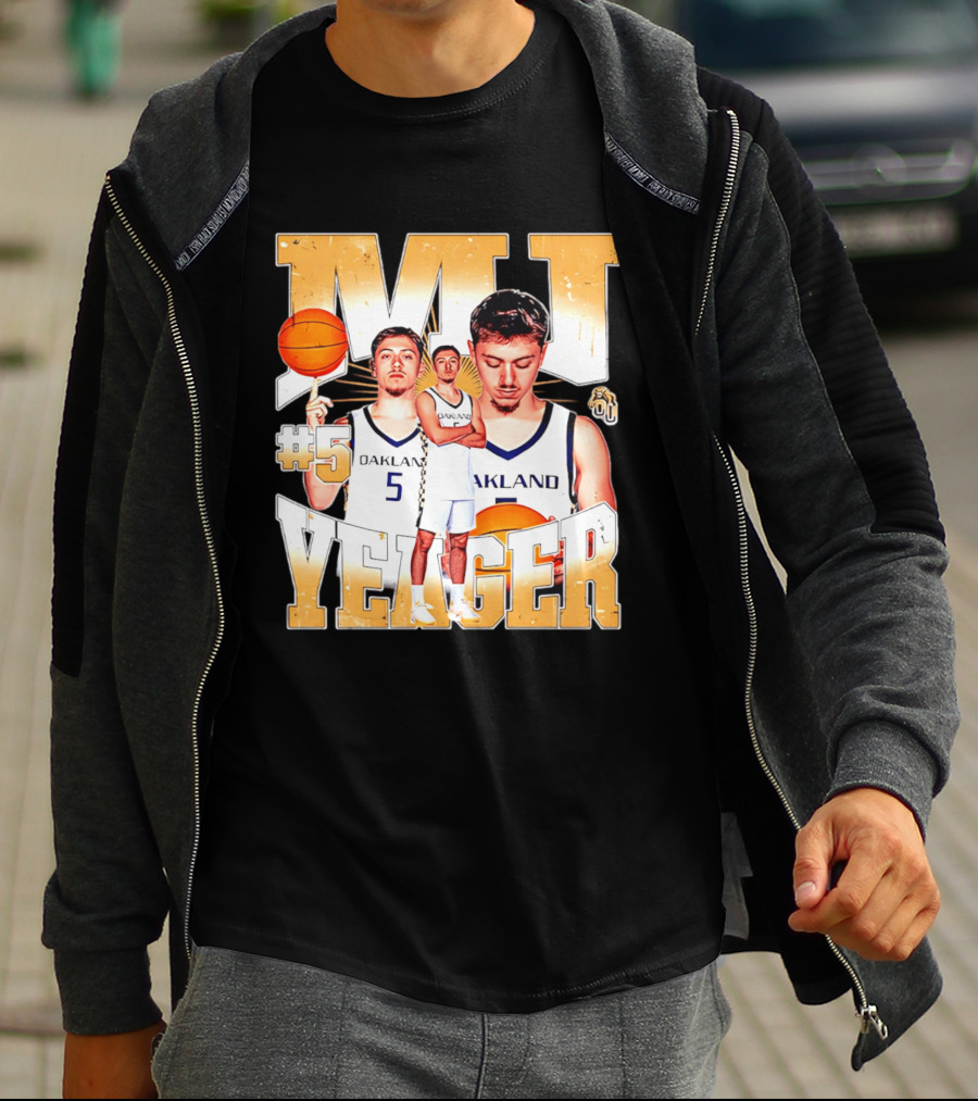 MJ Yeager Oakland Basketball #5 NCAA Player Collage T-Shirt