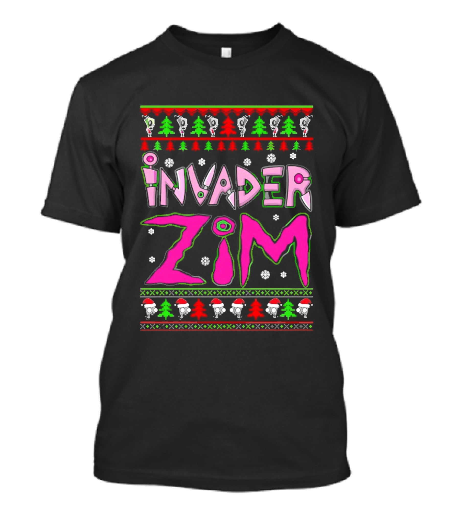 Invader Zim Christmas Sweater Santa Hat Trees T-Shirt