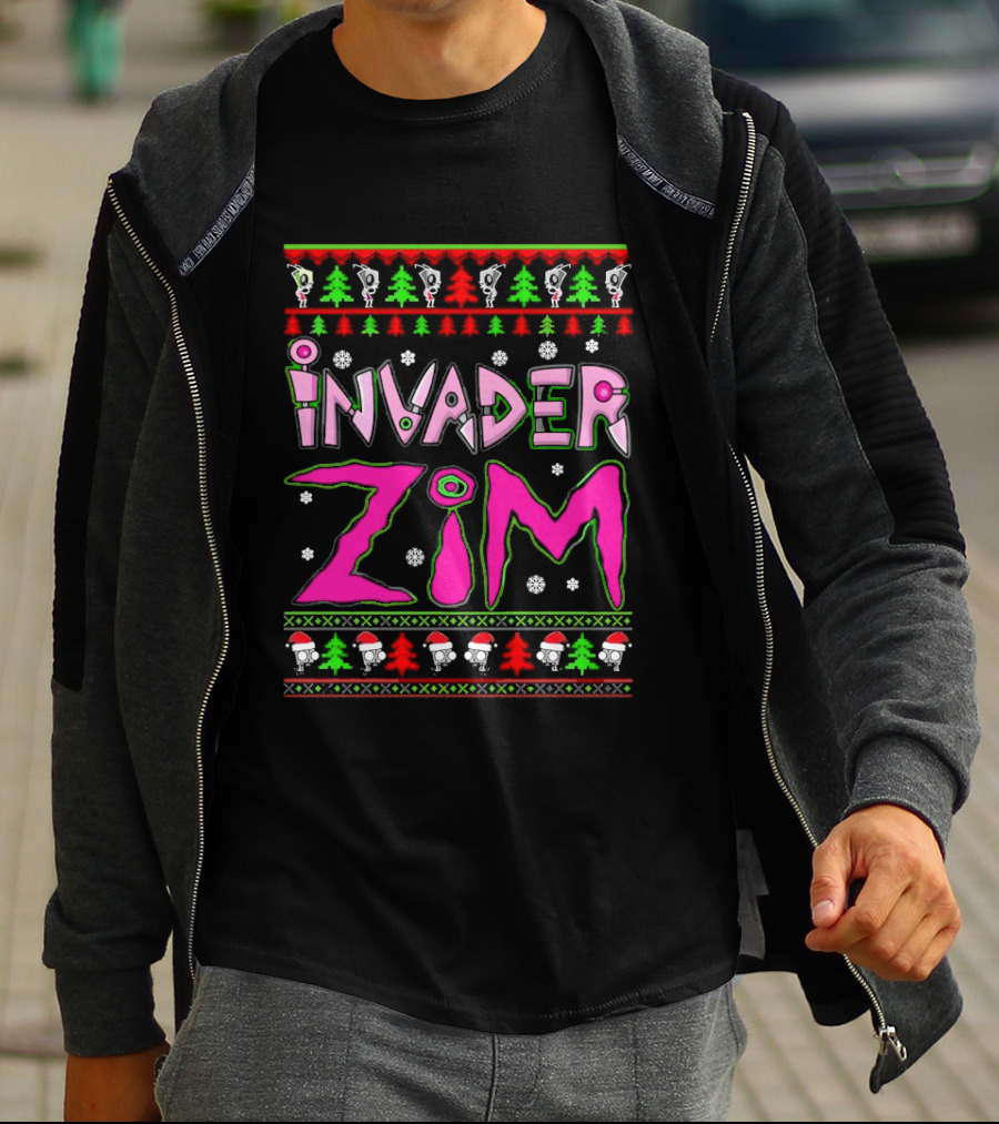 Invader Zim Christmas Sweater Santa Hat Trees T-Shirt
