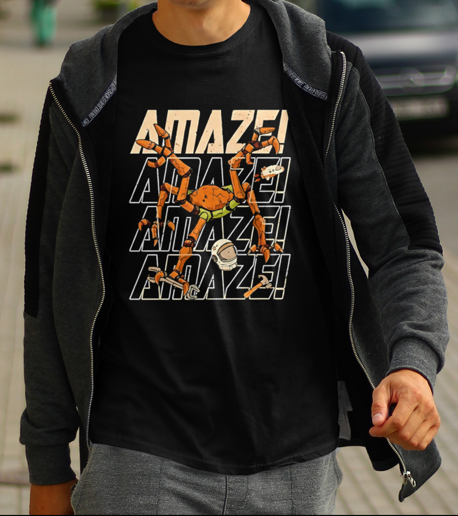 Project Hail Mary 2026 Rocky Amaze! Repeated Text With Orange Crab Robot T-Shirt