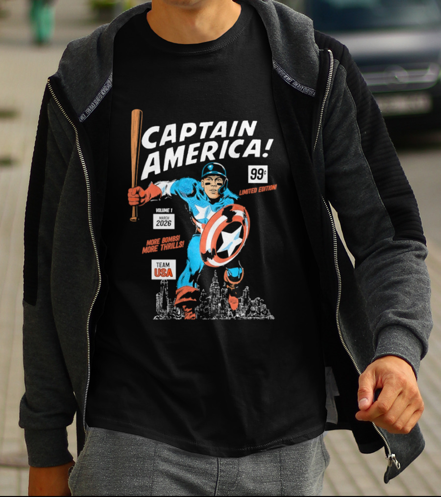 Captain America 99 Aaron Judge More Bombs New York USA Heroic Thrills T-Shirt