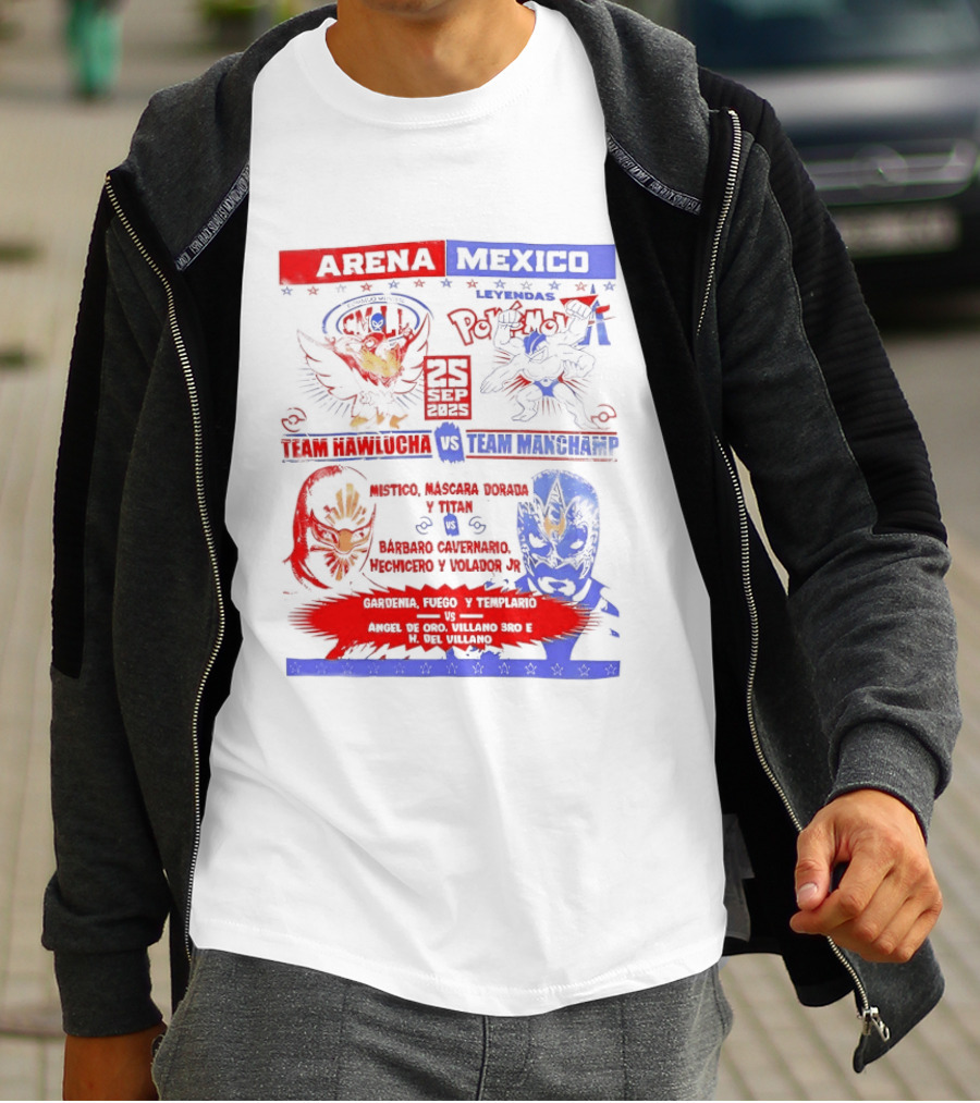 Arena Mexico Team Hawlucha Vs Team Machamp Lucha Libre Battle T-Shirt
