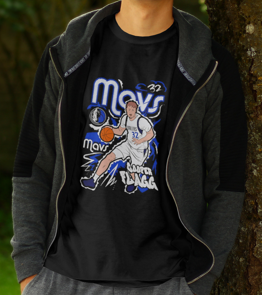 Mavs 32 Cooper Flagg Dallas Mavericks Basketball Player Paint T-Shirt