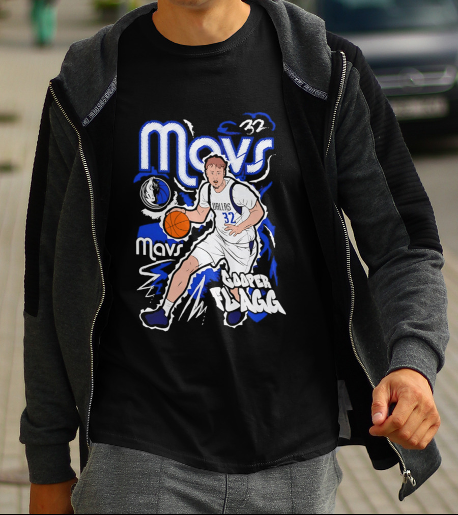 Mavs 32 Cooper Flagg Dallas Mavericks Basketball Player Paint T-Shirt