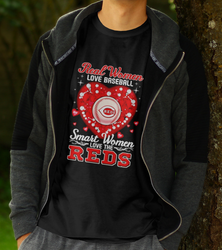 Real Women Love Baseball Smart Women Love The Reds T-Shirt