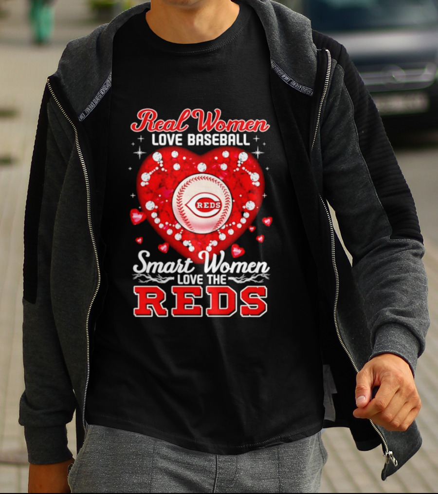 Real Women Love Baseball Smart Women Love The Reds T-Shirt