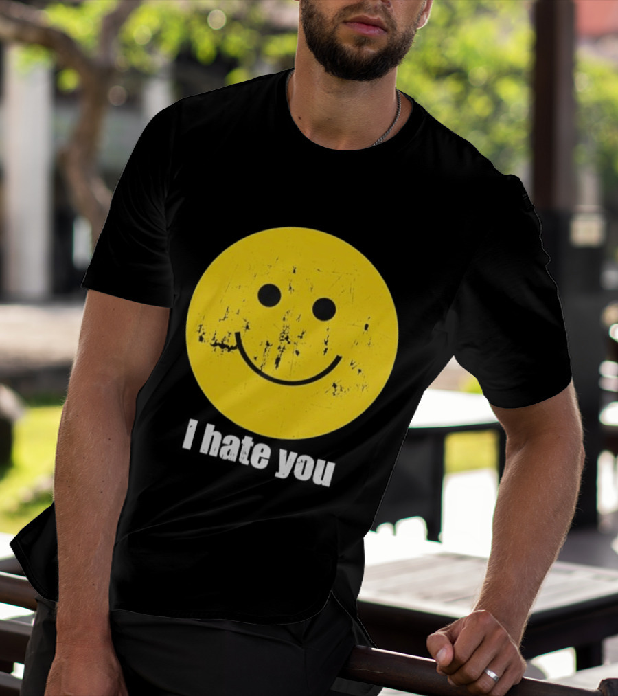 Harry I Hate You Smiley Face Distressed Grunge T-Shirt