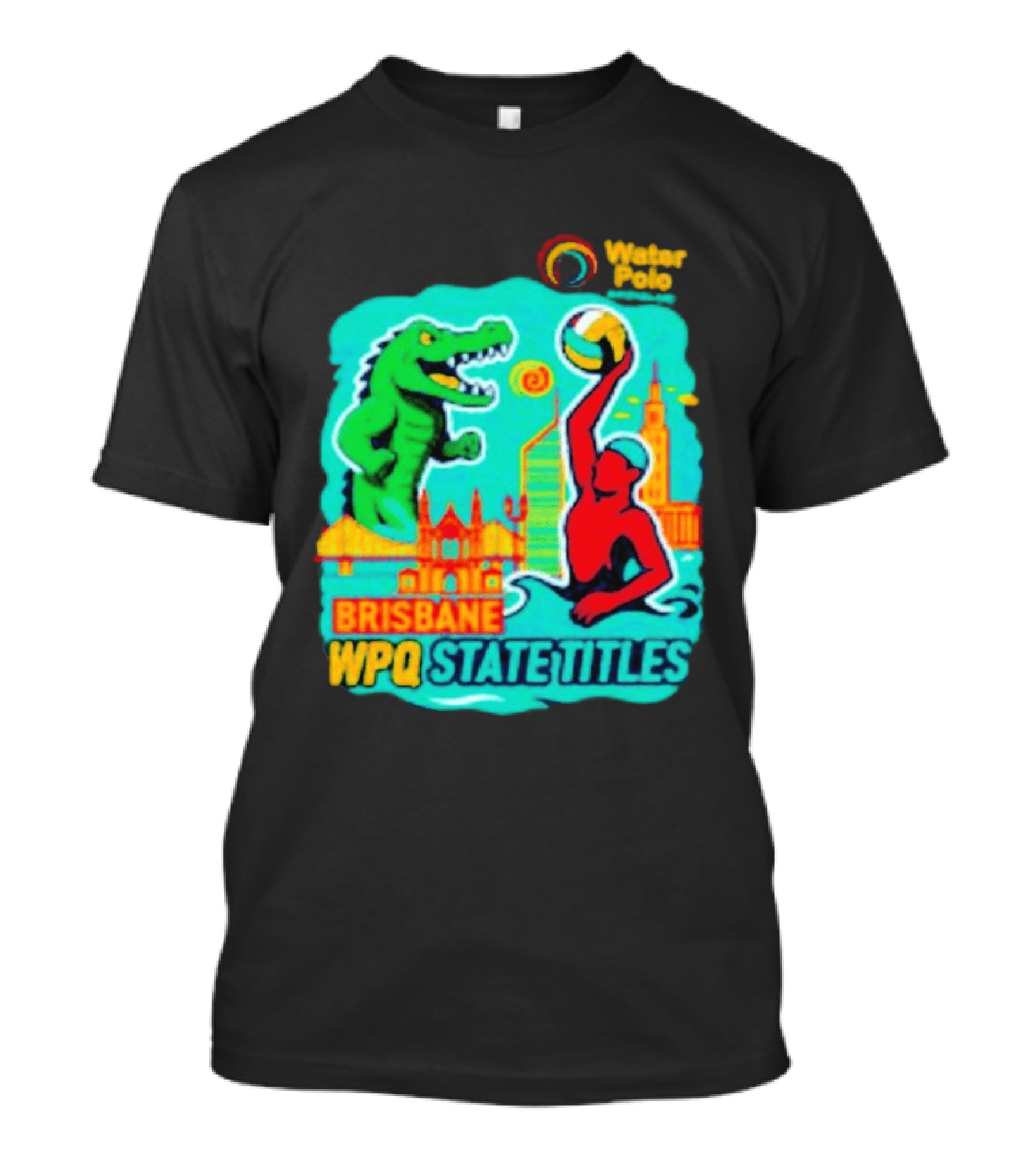 Brisbane WPQ State Titles Water Polo Tournament Crocodile Player Skyline T-Shirt