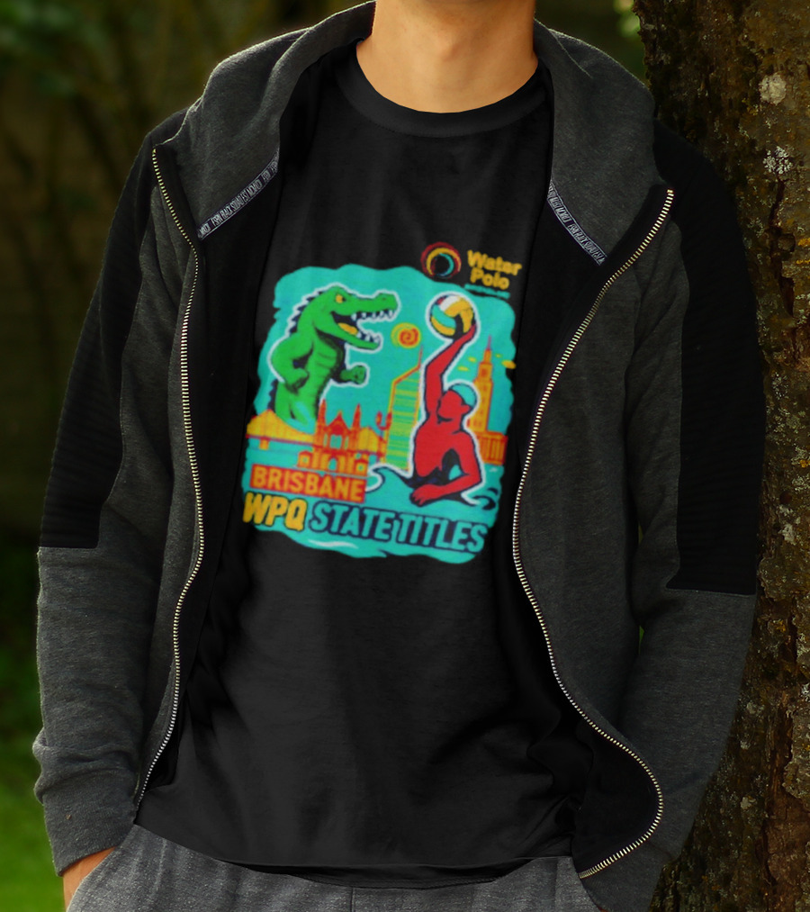 Brisbane WPQ State Titles Water Polo Tournament Crocodile Player Skyline T-Shirt