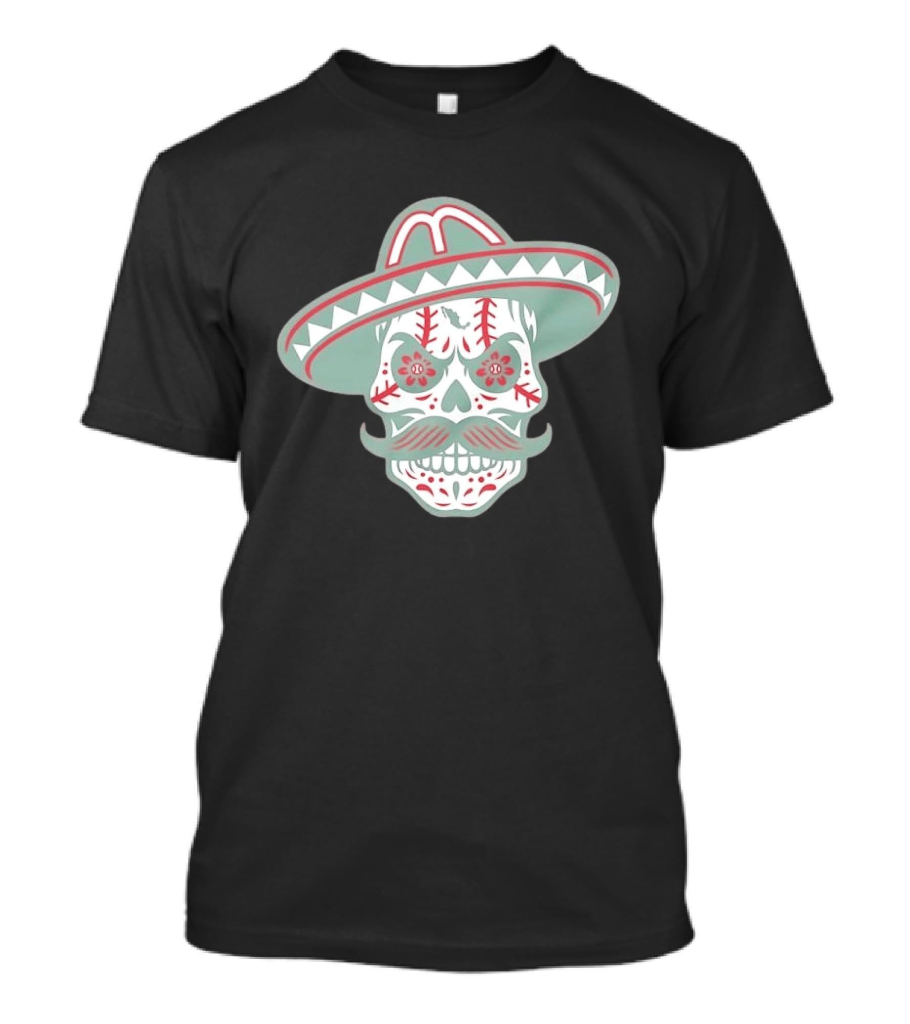 Sugar Skull Sombrero Baseball Team Mexico Nacho Alvarez Jr T-Shirt